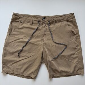 ROARK‎ Hybrid 8" Short Mens 40 Tan Lightweight Drawstring Outdoor Beach Casual